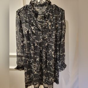 Lucky Brand Black and Cream Marbled Patterned Dress/Tunic